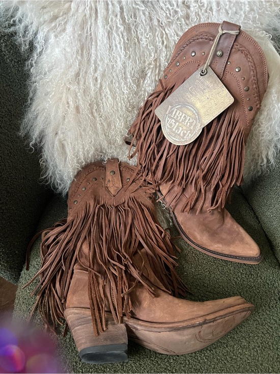 LIBERTY Black Shoes - LIBERTY Black Brown Fringe Leather Ankle Boots